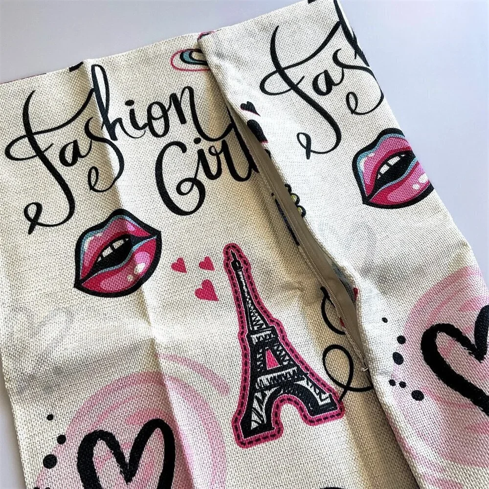 PARIS FASHION GIRL PILLOW CASE